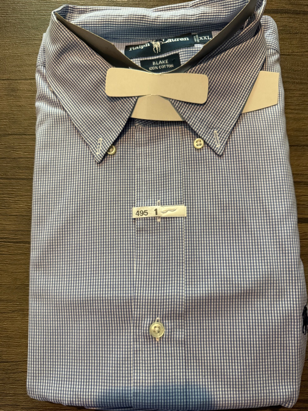Ralph Lauren Black Label purple and white Gingham Cotton Dress Shirt-Long sleeve